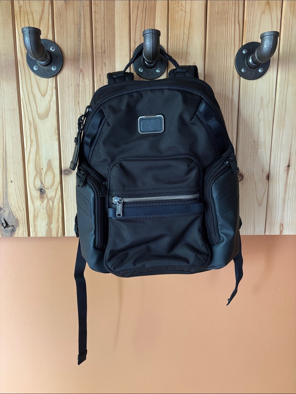 Tumi Alpha Black Travel Backpack with Front Zip Pocket